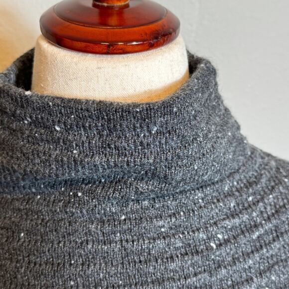 Madewell sweater heathered ribbed gray wool blend mockneck long sleeve top Sz M - Picture 3 of 8